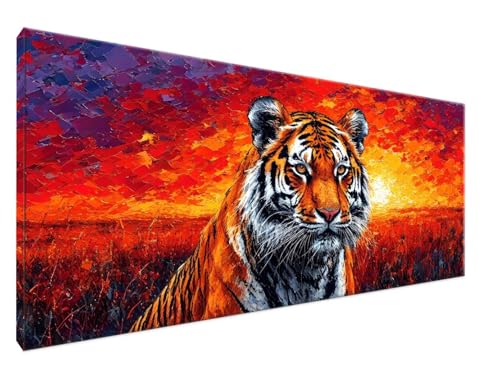 Malen Nach Zahlen Tiger, Malen Nach Zahlen Erwachsene Tier DIY Handgemalt Ölgemälde Leinwand Kit für Anfänger Ohne Rahmen 30x60cm Mit 3-Pinseln und Acrylfarbe für Deko Wohnzimmer, Geschenke Y2-751 von Yingeen