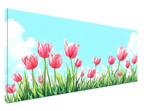 Malen Nach Zahlen Tulpe, Malen Nach Zahlen Erwachsene Wolke DIY Handgemalt Ölgemälde Leinwand Kit für Anfänger Ohne Rahmen 30x60cm Mit 3-Pinseln und Acrylfarbe für Deko Wohnzimmer, Geschenke Y2-604 von Yingeen