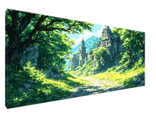 Malen Nach Zahlen Wald, Malen Nach Zahlen Erwachsene StraßE DIY Handgemalt Ölgemälde Leinwand Kit für Anfänger Ohne Rahmen 30x60cm Mit 3-Pinseln und Acrylfarbe für Deko Wohnzimmer, Geschenke Y2-649 von Yingeen