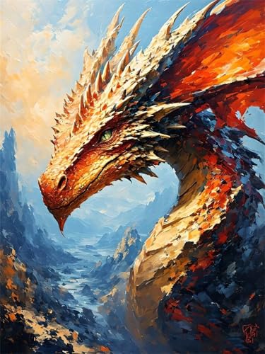 Malen nach Zahlen Erwachsene Drachen Tier, DIY Malen nach Zahlen Leinwand Paint by Numbers mit Pinseln und Acrylfarben Handgemalt Ölgemälde, für Wanddekor, Mädchen Geschenk, Ohne Rahmen 20x30cm G4-189 von Yingeen