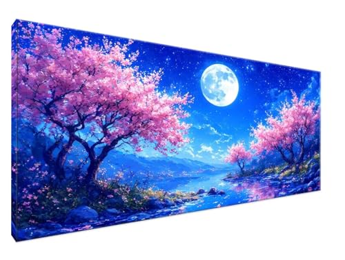 Mond Malen Nach Zahlen Groß 100x200cm Malen Nach Zahlen Erwachsene Fluss, Paint by Numbers DIY Kreativ Set auf Leinwand für Anfänger, Weihnachten Paar Freund Personalisierte Geschenke, Decor Y2-672 von Yingeen