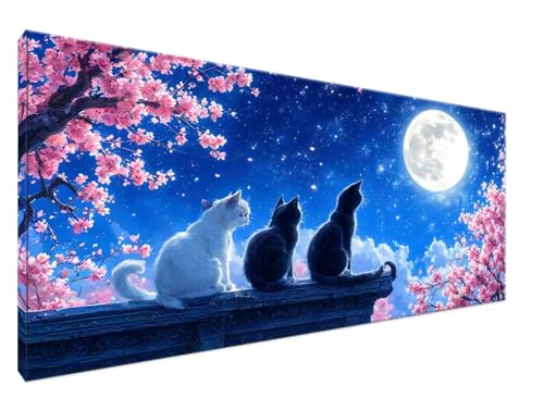 Mond Malen Nach Zahlen Groß XXL 100x200cm Malen Nach Zahlen Erwachsene Katze, Paint by Numbers DIY Kreativ Set auf Leinwand für Anfänger, Decor, Weihnachten Paar Freund Personalisierte Geschenke Y2-66 von Yingeen