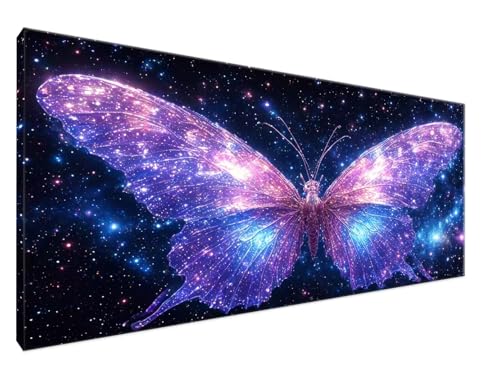 Schmetterling Malen Nach Zahlen Groß XXL 30x60cm Malen Nach Zahlen Erwachsene Sternenhimmel, Paint by Numbers DIY Kreativ Set auf Leinwand für Anfänger, Decor, Weihnachten Paar Freund Geschenke Y2-765 von Yingeen