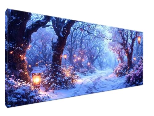 Winter Malen Nach Zahlen Groß 30x60cm Malen Nach Zahlen Erwachsene StraßE, Paint by Numbers DIY Kreativ Set auf Leinwand für Anfänger, Weihnachten Paar Freund Personalisierte Geschenke, Decor Y2-96 von Yingeen