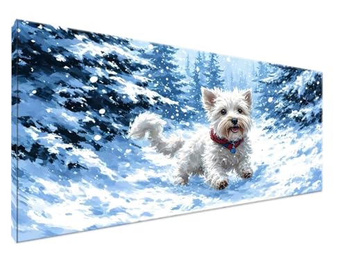 Winter Malen Nach Zahlen Groß XXL 30x60cm Malen Nach Zahlen Erwachsene Hund, Paint by Numbers DIY Kreativ Set auf Leinwand für Anfänger, Decor, Weihnachten Paar Freund Personalisierte Geschenke Y2-708 von Yingeen