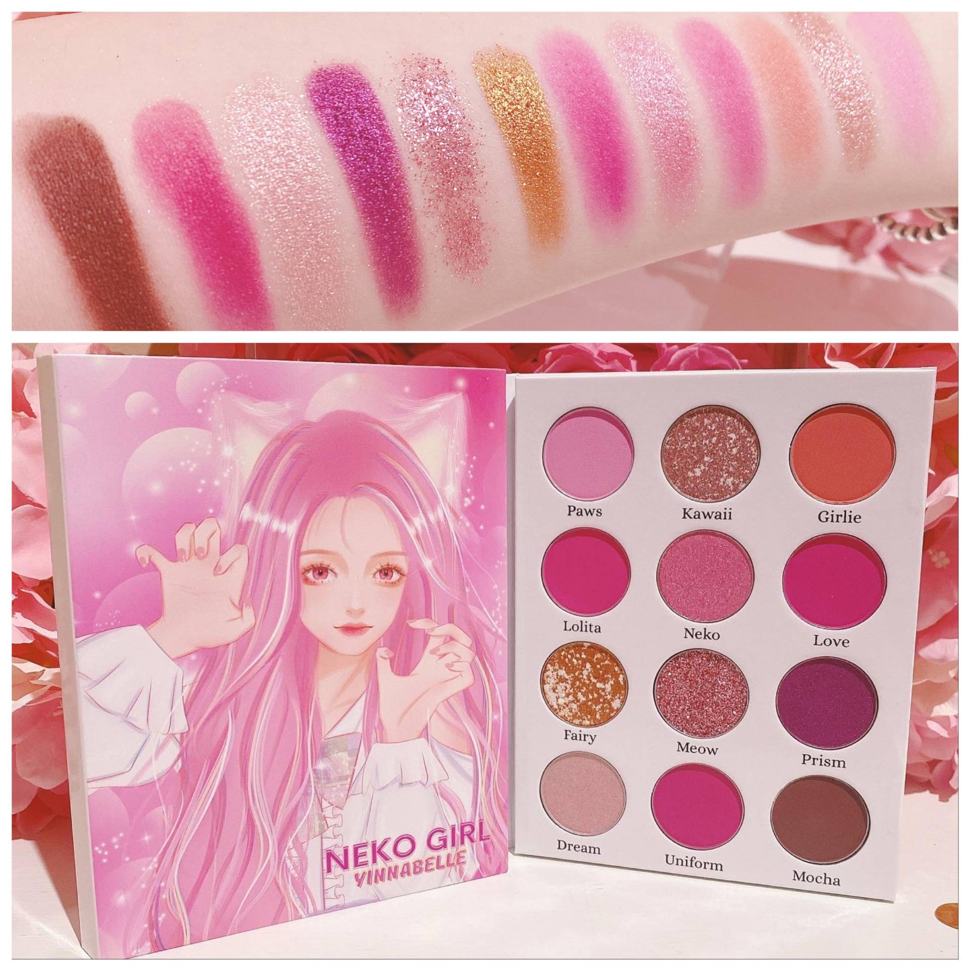 Kawaii Neko Mädchen Rosa Augenschatten Palette von Yinnabelle