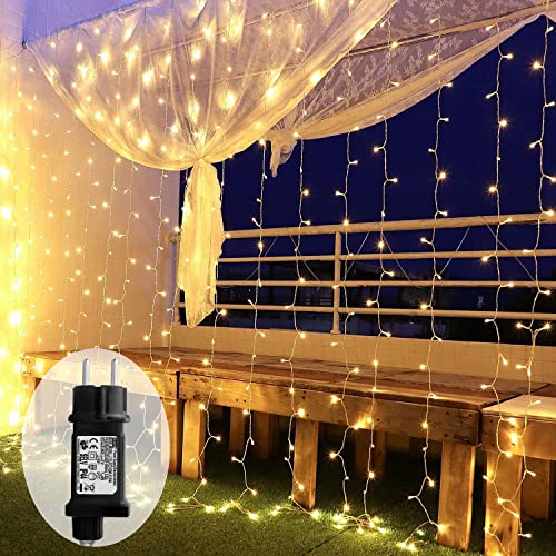 Lichtervorhang 3 x 3m, IP44 Wasserdicht 8 Modi Lichterkette Für Außen & Innen, Die Beste Geschenk Für Deko Weihnachten, 300 LED Vorhang Für Party, Lnnen, Außendekoration und Christmas Decorations von Yinuo Candle