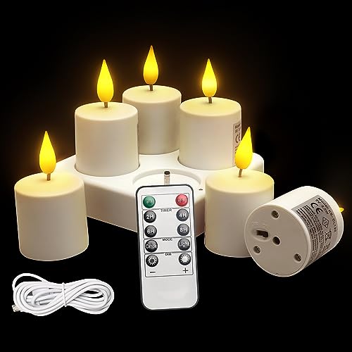 Yinuo Candle Wiederaufladbare Led Teelichter Led Kerzen mit Timerfunktion, Led Kerzen Flackernde Flamme, Led Kerzen mit Fernbedienung, Bad Deko, Deko Wohnzimmer（6-Teiliges Set） von Yinuo Candle