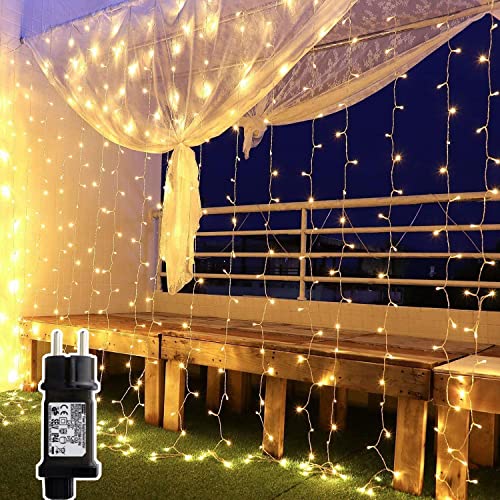 Lichtervorhang 3x3m 300 Leds, Led Lichterketten Vorhang Weihnachtsdeko Innen mit 8 Modi, IP44 für Weihnachten Kinderzimmer, Außen, Party, Hochzeit usw von Yinuo Mirror