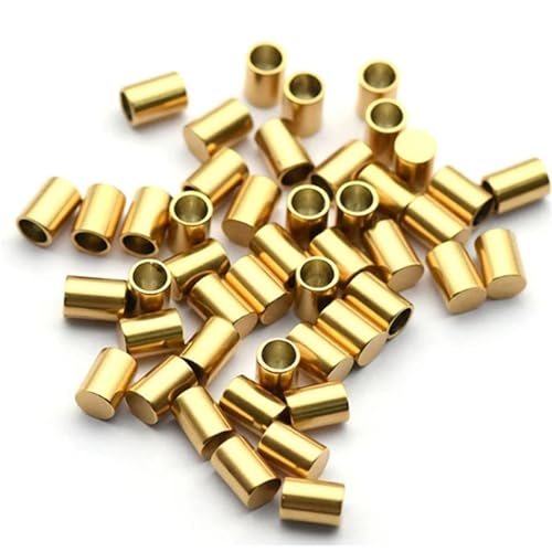 20 Stück goldfarbene Edelstahl-Verschlüsse, Crimpverschlüsse, Kordel-Endkappen, Lederband (Color : Gold Color-Flat, Size : Hole 2mm) von Yinxi