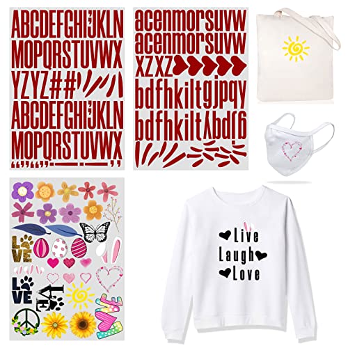 Yiootop 184 Stück Wärmeübertragung zum Aufbügeln 5,1 cm Großbuchstaben & 3,8 cm Kleinbuchstaben Stoff Vinyl Buchstaben DIY für Sport Trikots T-Shirts Kleidung Slogan Druck Handwerk Dekoration von Yiootop