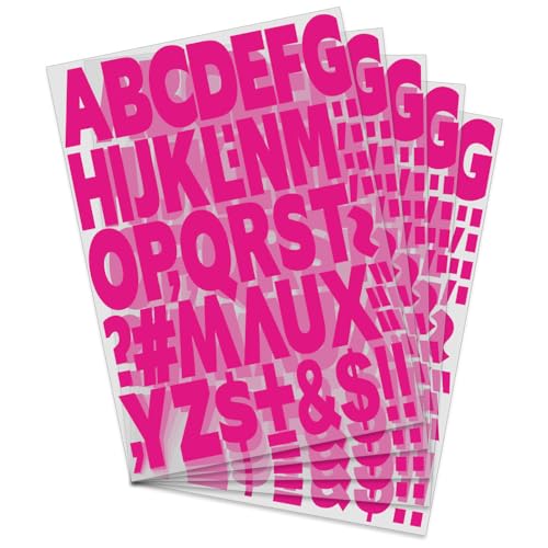 Yiootop 270 Stück 5,1 cm Buchstaben zum Aufbügeln, Wärmeübertragung, Alphabete für Sport, Trikots, T-Shirts, Teamnamen, Kleidung, Slogan-Druck, DIY, Basteln, Dekoration (5 Blatt, Magenta) von Yiootop