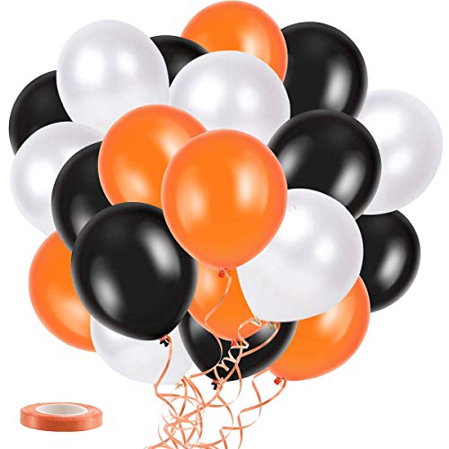 30x Halloween Deko Luftballons Set, Schwarz Orange & Weiße Latex Luftballons Halloween Fun Party Ballons Halloween Kinder Party Deko Halloween Horror Dekoration, Halloween Hintergrundtuch Dekoration von Yiran