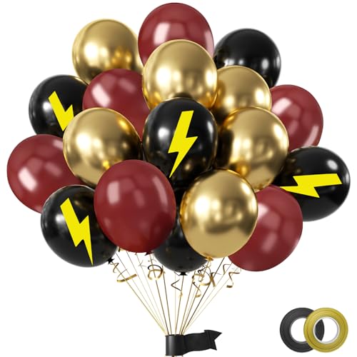 50-teiliges Ballon-Set in Schwarz, Gold und Weinrot, 30,5 cm, Happy Birthday-Latex-Ballon, schwarz-goldener und weinroter Ballon für Jungen und Mädchen, Magische Akademie, von Yiran