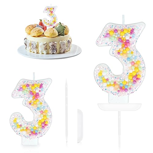 Geburtstagskerzen Zahlen 3,Makronen Geburtstag Nummer Kerzen,Pastell Perle Pailletten Zahlenkerzen Kuchenaufsatz für Geburtstag Mädchen Geburtstags Jubiläum,Kuchen Kerzen Kuchen Topper Dekorationen von Yiran