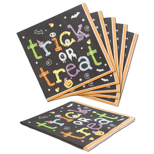 Halloween Servietten, 20Stk Halloween Trick Or Treat Servietten 33cm x 33cm Papierservietten für Mann Frau Mädchen Junge Halloween Deko Party Supplies Tischdekoration von Yiran