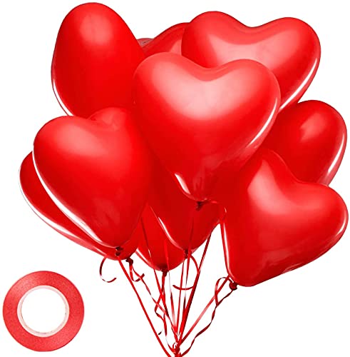 Rot Luftballons Hochzeit, 30 Stück Herzluftballons Rot, Herz Luftballons,Latex Herz Ballon Helium 12 Zoll für Hochzeit Verlobung Valentinstag Party Deko von Yiran