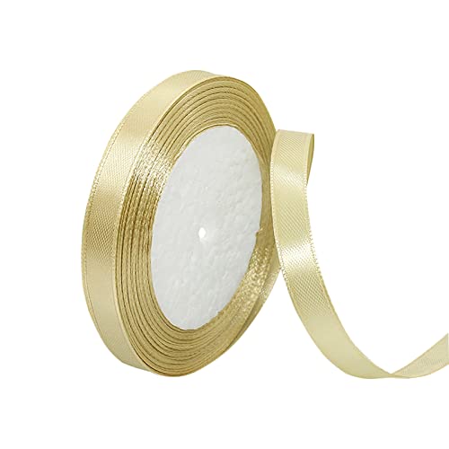 Satinband Gold 10mm, 22 Meters Dekoration Präsent Geschenkband breit Schleifenband, Stoffband für kleid Hochzeit, Taufe und Geburtstag Geschenke,Satin Dekoband, Deko Band Geschenkverpackung von Yiran