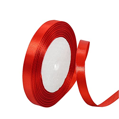 Satinband Rot 10mm, 22 Meters Dekoration Präsent Geschenkband breit Schleifenband, Stoffband für kleid Hochzeit, Taufe und Geburtstag Geschenke,Satin Dekoband, Deko Band Geschenkverpackung von Yiran