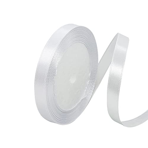 Satinband Weiss 10mm, 22 Meters Dekoration Präsent Geschenkband breit Schleifenband, Stoffband für kleid Hochzeit, Taufe und Geburtstag Geschenke,Satin Dekoband, Deko Band Geschenkverpackung von Yiran