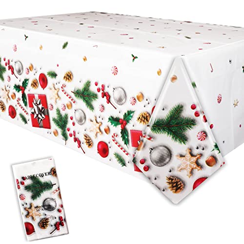 Tischdecke Weihnachten, 137x274 cm / 54x108 Zoll Rechteckige Tischdecke Abwaschbar, Tischtuch, Table Cloth, wasserdichte Tischdecke für Weihnachten Party Dekoration, Partygeschirr zubehör (1 STÜCK) von Yiran