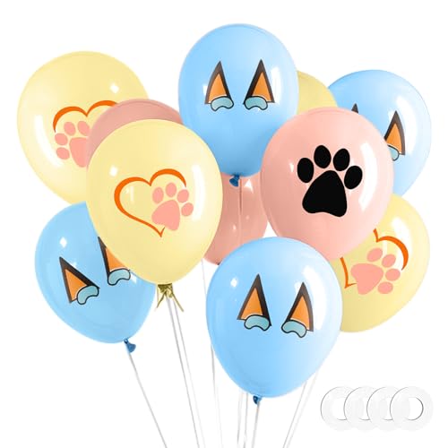 Yiran Blue Dog Paw Luftballons Geburtstags Party Dekorationen, 12 Stück 12 Zoll Blau Gelb Braun Latex Ballons für Kinder Junge Mädchen Blue Dog Paw Thema Deko Geburtstag Party Supplies von Yiran