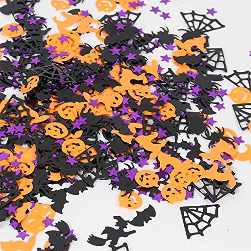 Yiran Konfetti Halloween Tischdeko 15G/800 Stück Schwarz Orange Lila Kürbisse Spinnen Fledermäuse Hexen Netzen Stern Katze Geist Halloween Konfetti Deko für Halloween Nacht Party Dekorationen Supplies von Yiran