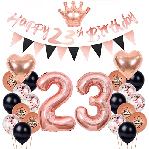 23 Geburtstag Deko Frau, Deko 23. Geburtstag Rosegold Schwarz, Luftballon 23. Geburtstag Rosegold 23. Rosegold Schwarz Deko Set Geburtstagsdeko 23 Jahr Ballon 23. Geburtstag Party Deko von Yishamei