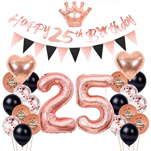 25 Geburtstag Deko Frau, Deko 25. Geburtstag Rosegold Schwarz, Luftballon 25. Geburtstag Rosegold 25. Rosegold Schwarz Deko Set Geburtstagsdeko 25 Jahr Ballon 25. Geburtstag Party Deko von Yishamei