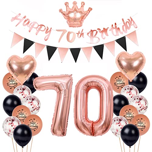 70 Geburtstag Deko Frau, Deko 70. Geburtstag Rosegold Schwarz, Luftballon 70. Geburtstag Rosegold 70. Rosegold Schwarz Deko Set Geburtstagsdeko 70 Jahr Ballon 70. Geburtstag Party Deko von Yishamei