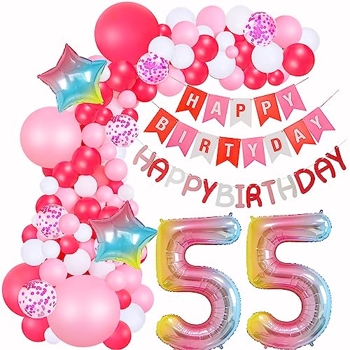 Frau 55 Geburtstag Dekoration Deko 55. Geburtstag Ballon Girlande Rosa 55 Geburtstag Frau Luftballons Girlande Rosa 55. Geburtstag Frau Rosa Deko Rosa Ballons 55 Geburtstag Party Frau von Yishamei