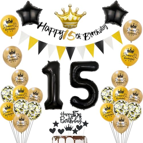 Luftballon 15. Geburtstag Dekoration,Schwarz Geburtstag 15 Jahre Junge Luftballon 15. Geburtstag Dekoration,Schwarz Geburtstag 15 Jahre Junge von Yishamei