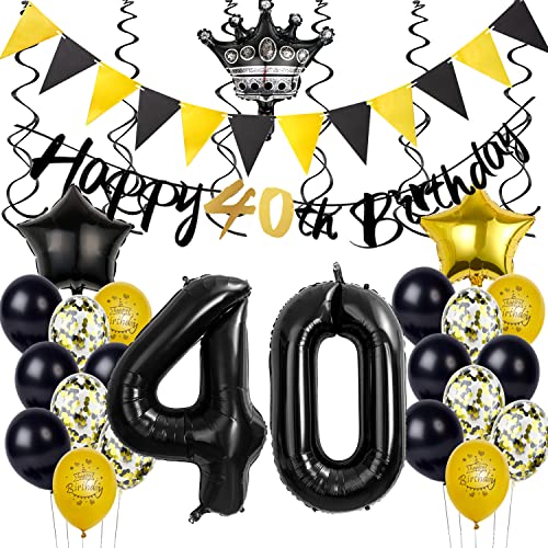 Luftballon 40 Geburtstag Dekoration Schwarz Gold Geburtstag 40 Jahre Mann,ballon 40 Geburtstag Männer Frauen, Geburtstagsdeko 40 Jahre Mann deko 40. Geburtstag Mann deko geburtstag 40 jahre Frau von Yishamei