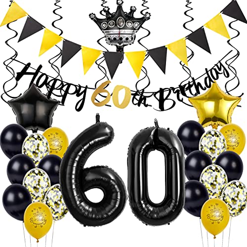 Luftballon 60 Geburtstag Dekoration Schwarz Gold Geburtstag 60 Jahre Mann,ballon 60 Geburtstag Männer Frauen, Geburtstagsdeko 60 Jahre Mann deko 60. Geburtstag Mann deko geburtstag 60 jahre Frau von Yishamei