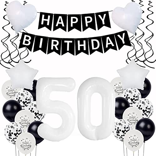 Luftsballon 50. Geburtstag Deko Frau Schwarz Weiß Geburtstagsdeko 50 Jahre Frauen Mann dekoration 50 Geburtstag Frauen ballon 50. Geburtstag Party Deko 50 Geburtstag Luftsballon girlande 50 Männer von Yishamei