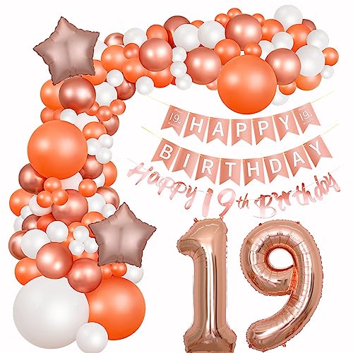 Mädchen 19 Geburtstag Dekoration Deko 19. Geburtstag Ballon Girlande Rosegold 19 Geburtstag Mädchen Luftballons Girlande Rosegold 19. Geburtstag Mädchen Rosegold Ballons 19 Geburtstag Party Mädchen von Yishamei