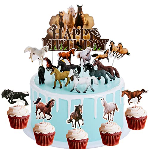 Pferd Tortendeko, Pferde Kuchendeckel, Pferde Kuchen Deko,Pferd Tortenaufleger Figuren Kuchen Deko, Pferde Cake Topper Pferde Figuren Deko für Pferde Party Deko von Yishamei