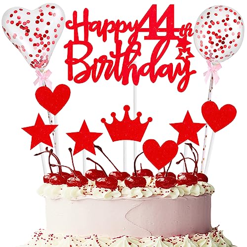 Rot Tortendeko 44 Geburtstag Frau Happy 44th Birthday Tortendeko 44 jahre junge Frauen Mann Kuchendeko 44. Cupcake Topper 44. Geburtstagstorte Topper Rot Cake Topper Deko 44 Geburtstag Kuchenaufsatz von Yishamei