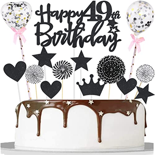 Tortendeko 49 Schwarz 49 Jahre Mann Frau Tortendeko Kuchendeko 49. Geburtstag Schwarz Happy 49th Birthday Tortendeko 49 Kuchenaufsatz 49. Kuchen Topper für 49. Geburtstag Party Kuchen Deko von Yishamei