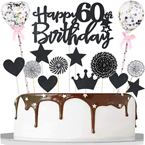 Tortendeko 60 Schwarz 60 Jahre Mann Frau Tortendeko Kuchendeko 60. Geburtstag Schwarz Happy 60th Birthday Tortendeko 60 Kuchenaufsatz 60. Kuchen Topper für 60. Geburtstag Party Kuchen Deko von Yishamei