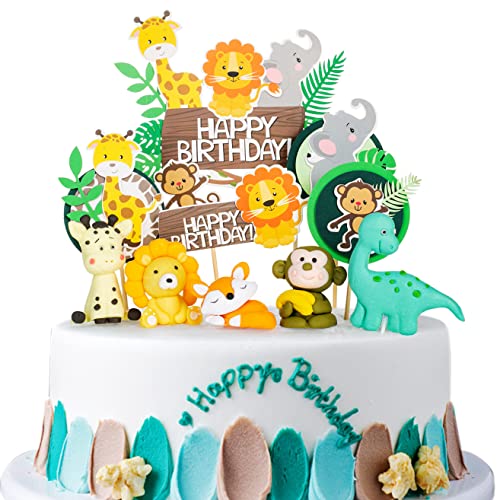 Waldtiere Tortendeko, Waldtiere Kuchen Topper, Tier Kuchen Deko, Tiere Kuchen Dekoration, Tier Kuchendeckel, Dschungel Tortenaufleger Tortenstecker Tiere Cupcake Topper Dschungel Party von Yishamei