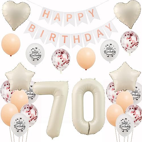 Weiß Luftballons 70 Geburtstag Frauen Deko Set,Deko 70.Geburtstag Frauen,Folienballon 70 Geburtstag Frau Dekoration,Geburtstagdeko 70 Jahre Geburtstag Frau Weiß Ballon 70 Geburtstag deko Frauen von Yishamei