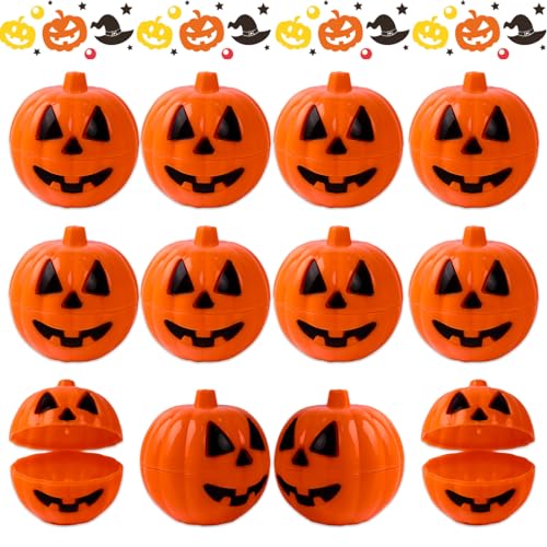 12Pcs Halloween Süßigkeiten Eimer, Halloween Trick or Treat Mini Kürbis Eimer, Mini Kürbis Bucket Pail,Kürbis Mini Ornament Aufbewahrungsbox, Süßigkeiten Töpfe für Halloween Party Supplies Dekoration von Yisscen