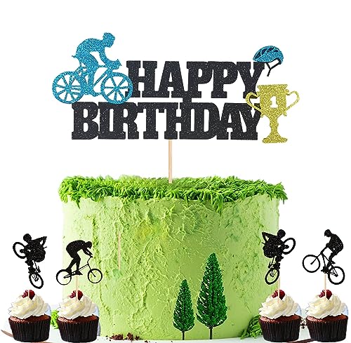 11 pcs Basketball Tortendeko Junge Geburtstag deko Basketball Cake Topper Happy Birthday Tortendeko Junge Basketball Deko Geburtstag Party für Kinder (Fahrrad) von Yitla