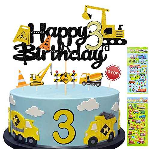 Tortendeko Junge 3. Geburtstag Junge Tortendeko Bagger Cake Topper Geburtstag Geschenk Junge 3 Jahre 13Stück Bagger Geburtstag Deko+2 Bagge Sticker Kinder (3) von Yitla