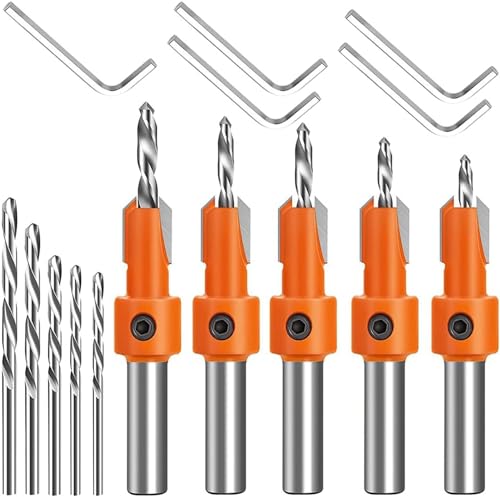 Senkbohrer-Set, 5 Stück 2,8-4 mm verstellbare Bohrer mit Sechskantschlüssel für Verstellbare 8-Mm-Senkbohrer,für Holz, Aluminiumlegierung Senken, Öffnung von Yitobici