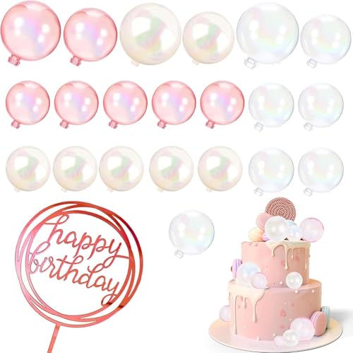 Tortendeko Kugeln, Happy Birthday Tortendeko, Tortendeko Geburtstag,für Tortendeko Geburtstag Hochzeit Hochzeitstag,26 Stück Cupcake Deko Bubble Bunte Ball von Yitobici