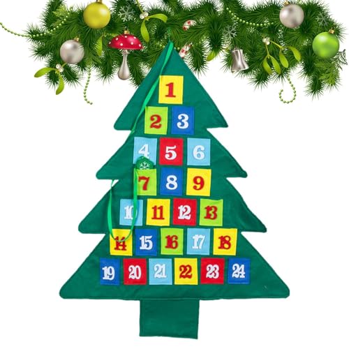 Yiurse Filz Adventskalender für Kinder | 24 Tage Weihnachtsbaum Filz Adventskalender | Filz Adventskalender Wandkalender mit 24 Taschen für Weihnachtsbaum Wanddekoration von Yiurse