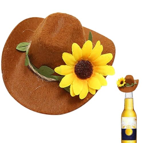 Yiurse Hut-Flaschenaufsatz, Cowboy-Cupcake-Topper mit Kranz – kleine Cowboyhüte für Schützen, als Spieldekoration, Cowboyhut-Dekoration für Cowboy-Cowgirl-Party-Zubehör von Yiurse