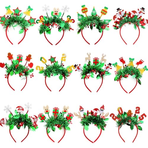 Yiurse Weihnachts-Haarband, dekoratives elastisches Haarband, niedliches Haar-Accessoire, leichte Schneemann-Kopfbedeckung für Maskerade, Rollenspiele, Feiern, 12 Stück von Yiurse